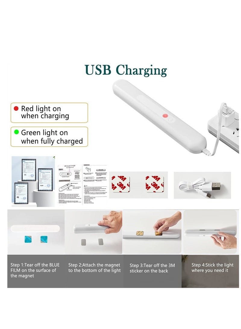 30CM Motion Sensor Closet Light - 59 LED Lights, 2 Working Modes, Brightness Adjustable, 2200mAh Rechargeable Wardrobe Cupboard for Bedroom, Kitchen, Hallway White - Image 5