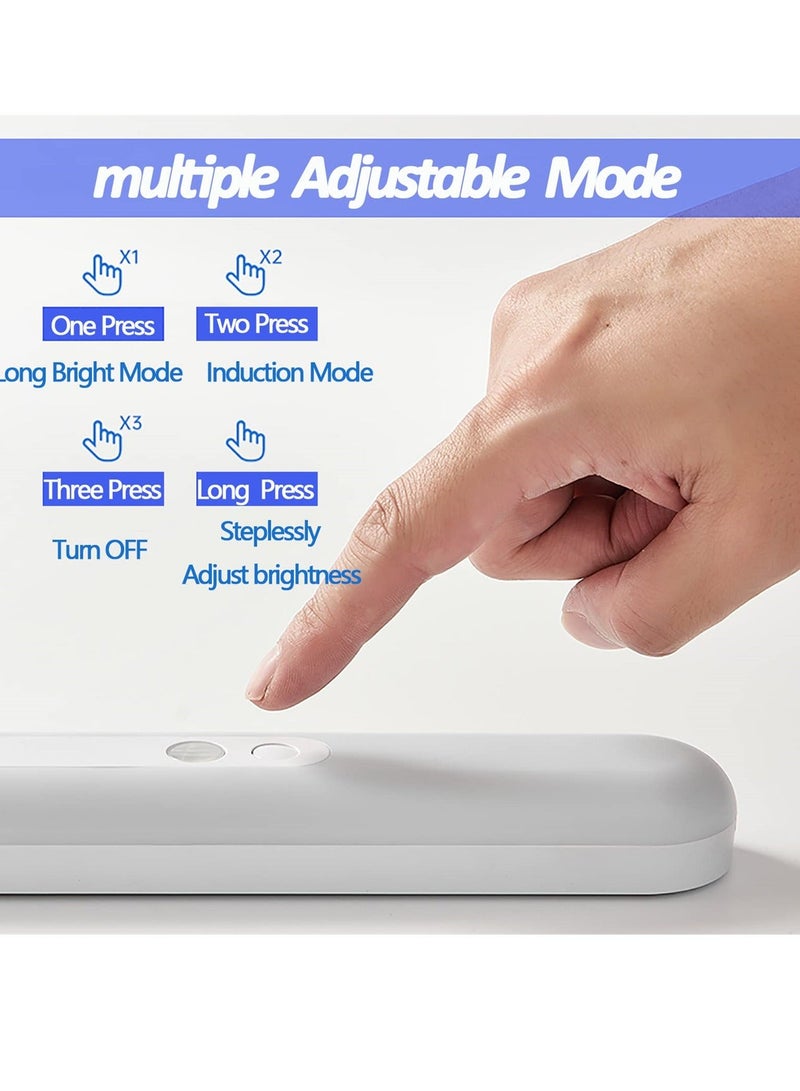 30CM Motion Sensor Closet Light - 59 LED Lights, 2 Working Modes, Brightness Adjustable, 2200mAh Rechargeable Wardrobe Cupboard for Bedroom, Kitchen, Hallway White - Image 2