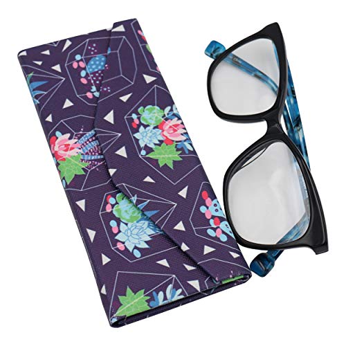 Real Sic Glasses Case for Men and Women - Magnetic Folding Hard Shell Sunglass Holder - Vegan Leather Eyeglass Protector, Variety of Styles Inspired by Nature - (Succulent Terrarium) - Image 5