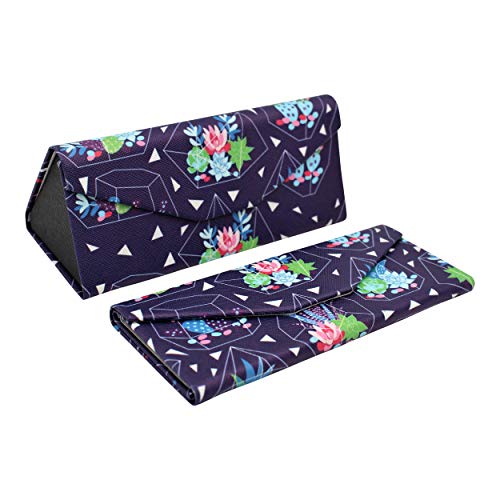 Real Sic Glasses Case for Men and Women - Magnetic Folding Hard Shell Sunglass Holder - Vegan Leather Eyeglass Protector, Variety of Styles Inspired by Nature - (Succulent Terrarium) - Image 1