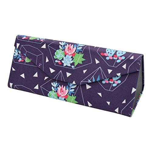 Real Sic Glasses Case for Men and Women - Magnetic Folding Hard Shell Sunglass Holder - Vegan Leather Eyeglass Protector, Variety of Styles Inspired by Nature - (Succulent Terrarium) - Image 3