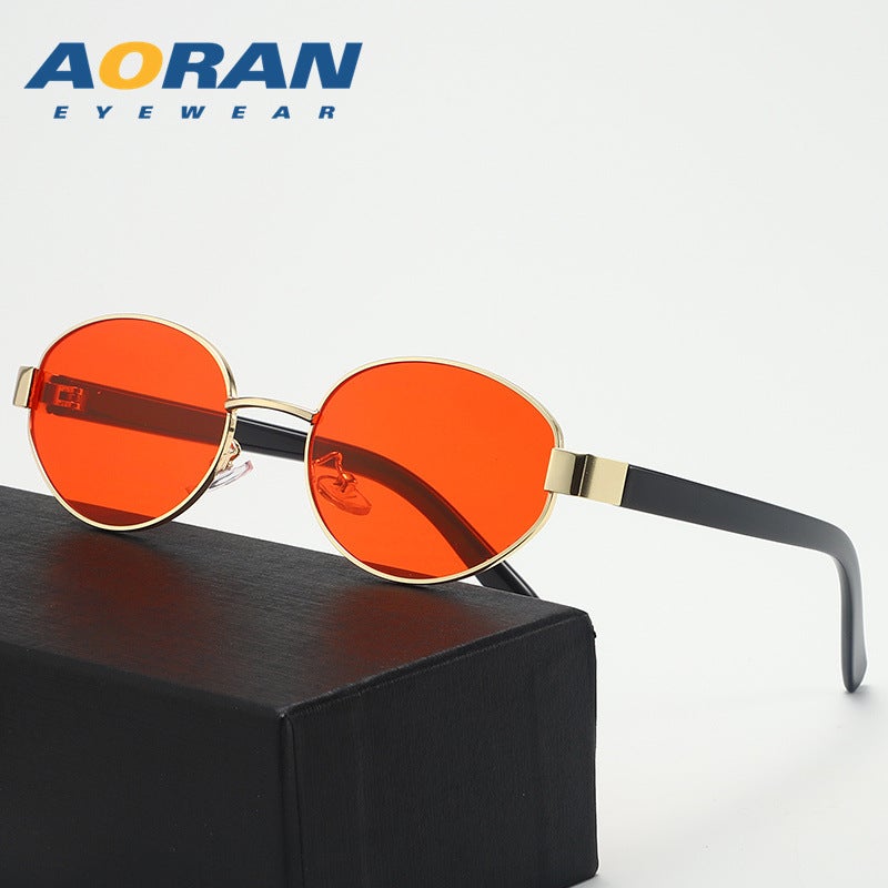 Aoran Luxury Vintage UV-Protective Sunglasses for Women and Men - Elegant Metal Oval Frame, 2024 Winter  Collection - Image 1