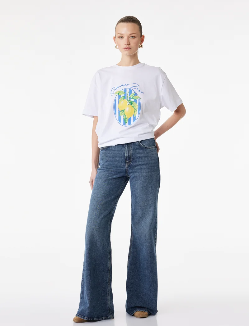 كوتون Lemon Printed T-Shirt
