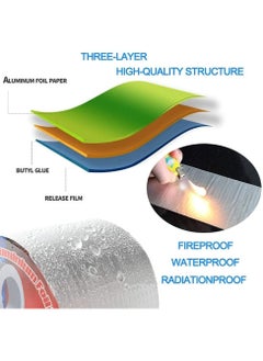 YIM-VIBEHAUS Aluminum Foil Butyl Tape Professional Super Waterproof Sealing Self Adhesive Adhesive Tape Kitchen and Bathroom House Roof Mending Materials for Pipes Patch Holes (1 Roll 5cm X 5m)  - Image 2