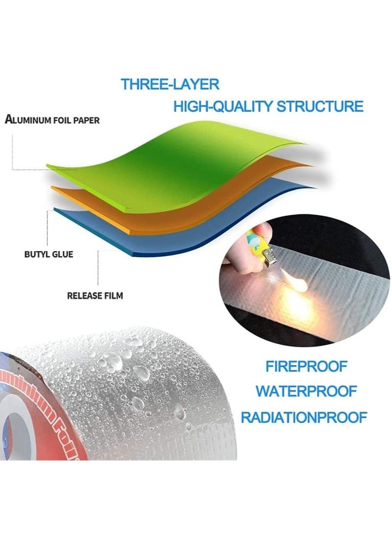 YIM-VIBEHAUS Aluminum Foil Butyl Tape Professional Super Waterproof Sealing Self Adhesive Adhesive Tape Kitchen and Bathroom House Roof Mending Materials for Pipes Patch Holes (1 Roll 5cm X 5m)  - Image 2