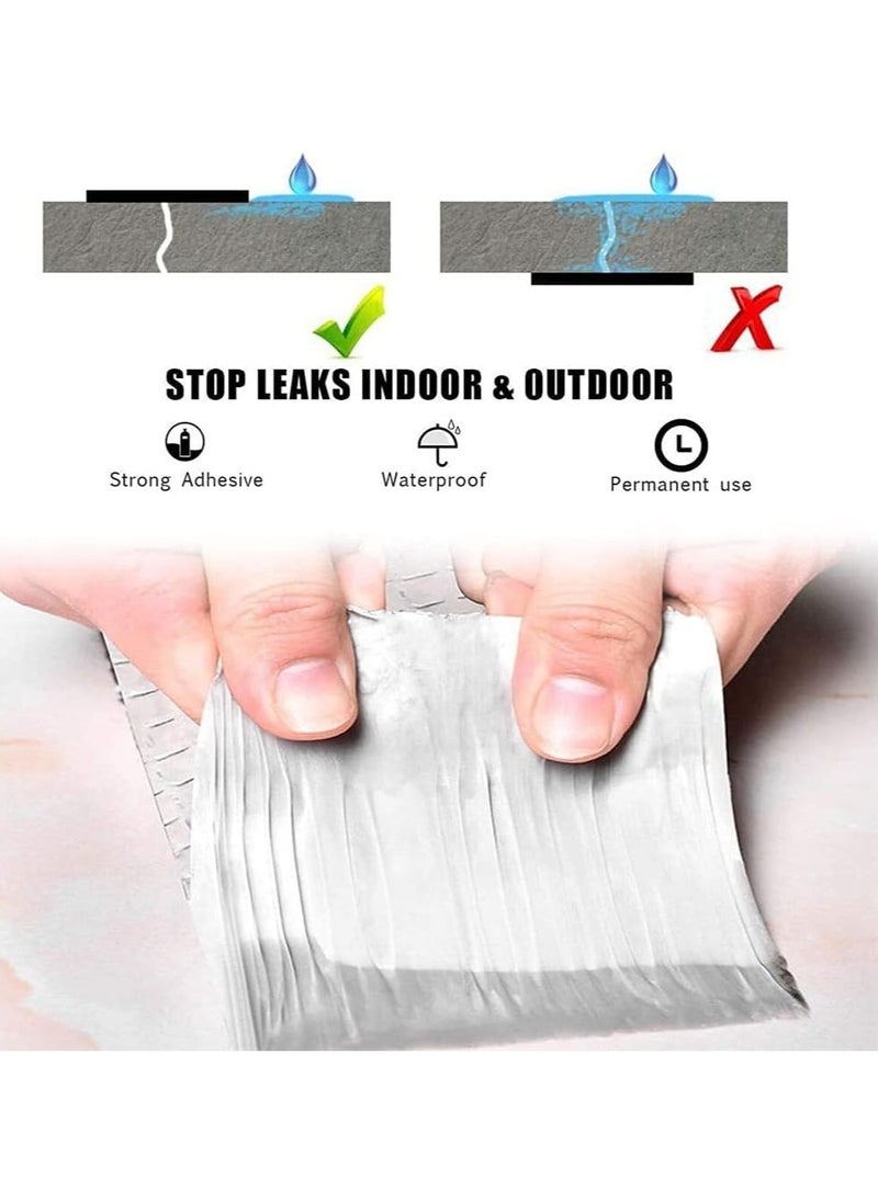 YIM-VIBEHAUS Aluminum Foil Butyl Tape Professional Super Waterproof Sealing Self Adhesive Adhesive Tape Kitchen and Bathroom House Roof Mending Materials for Pipes Patch Holes (1 Roll 5cm X 5m)  - Image 3