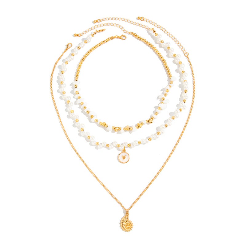 SHIXIN European and American Cross-Border Jewelry: Ocean-Style Fish Tail, Seashell, Pearl Pendant Necklace with Beaded Butterfly Accessories - Image 5