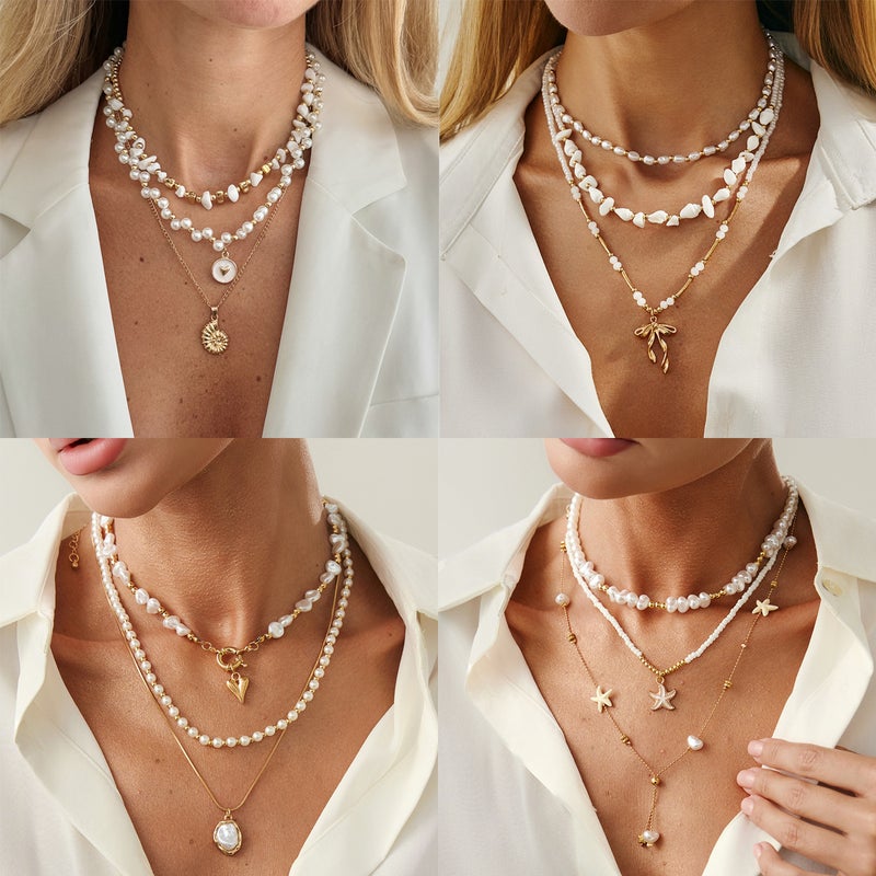SHIXIN European and American Cross-Border Jewelry: Ocean-Style Fish Tail, Seashell, Pearl Pendant Necklace with Beaded Butterfly Accessories - Image 1