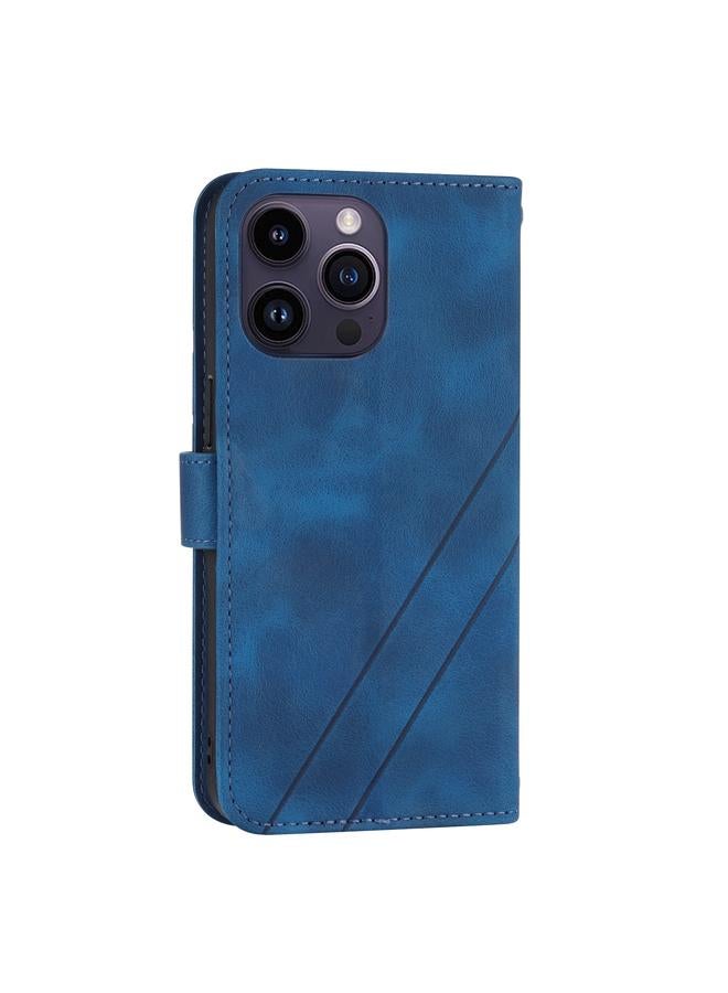 S-TOP Case For iPhone 15 Pro Embossed Line Leather Phone Case with Lanyard - Image 3