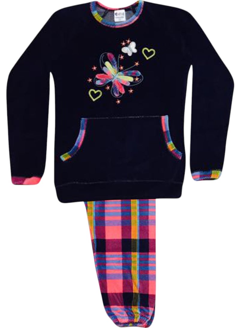 تشويس بيجامة بناتي ترنج قلب فراشة – تصميم مريح وأنيق – كود 265