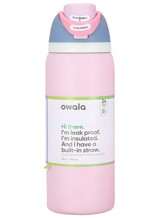 زجاجة ماء أووالا فري سيب معزولة من الفولاذ المقاوم للصدأ مع مصاصة، مقاومة للتسرب وخالية من مادة BPA، سعة 32 أونصة، لون النسيم المثلج، قطعة واحدة (ماكرون بالفراولة) - pzsku/Z715AF336A5477E9381CFZ/45/1753268024/6bd48132-4810-4cbf-8aeb-322165174872