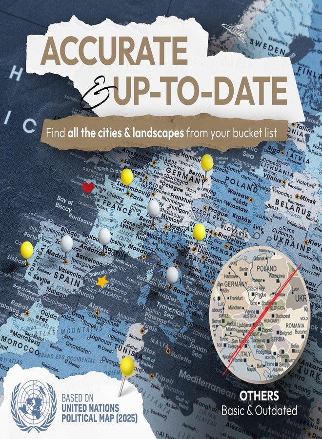 Pin Adventure map World Map Poster with Pins for Travel Tracking | Laminated Push Pin Travel Map Poster for travel tracking (40 x 30) - Image 3
