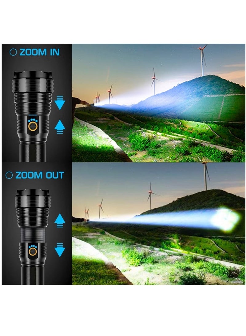 MIMOE Rechargable LED Flashlights, Strong Light Zoomable Flashlight  5 Modes, Adjustable Light Distant Handheld Torch Light with 26650 Battery Patrol Camping Outdoor Emergency Home Use - Image 5