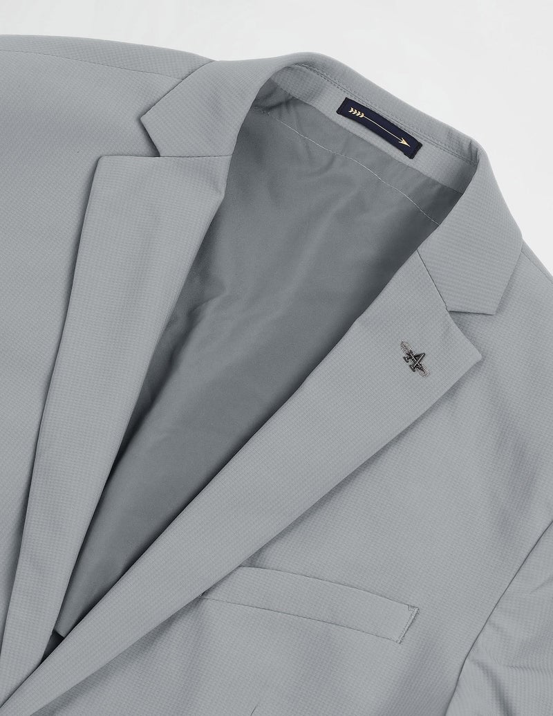 Arrow Men's Grey Textured Notch Collar Long Sleeve Formal Nylon Slim Fit Blazer (ARAIBZ5051_Grey_40) - Image 2