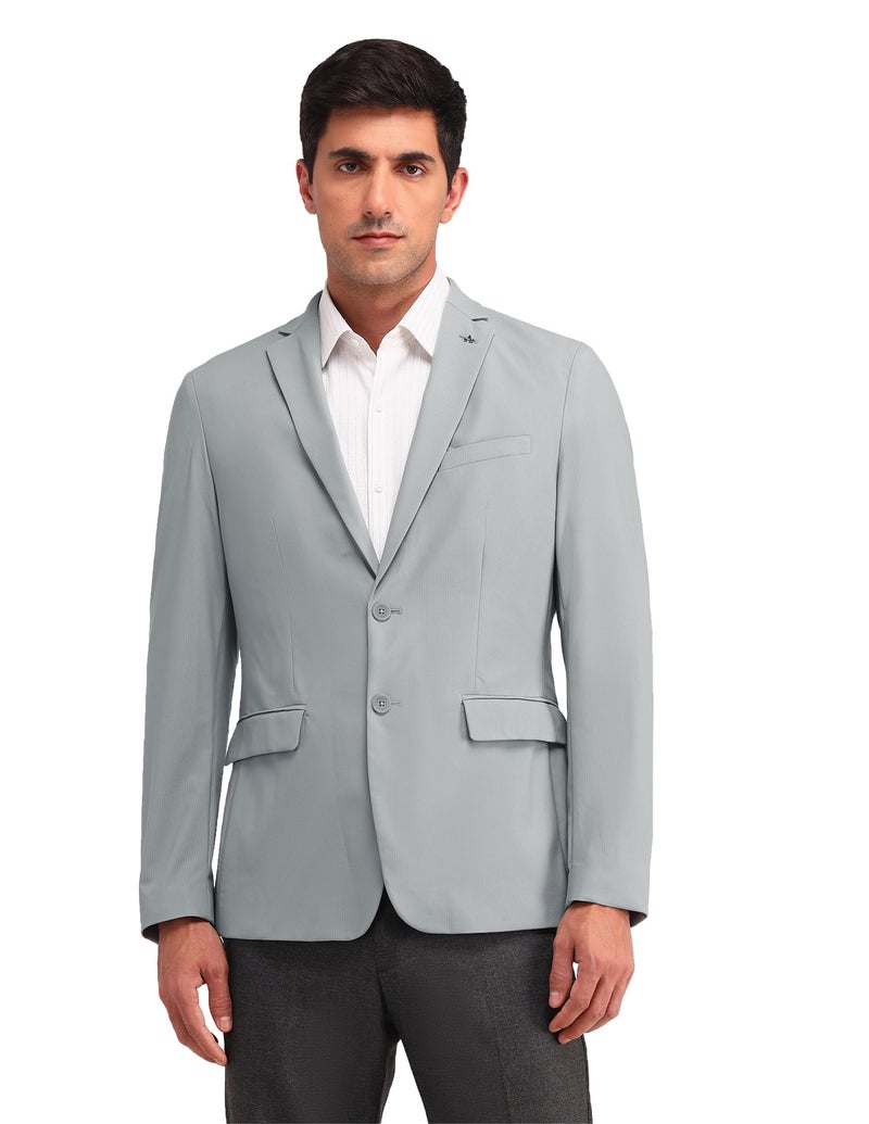 Arrow Men's Grey Textured Notch Collar Long Sleeve Formal Nylon Slim Fit Blazer (ARAIBZ5051_Grey_40) - Image 1