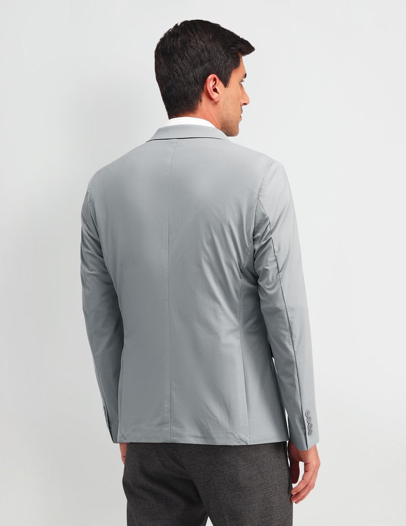 Arrow Men's Grey Textured Notch Collar Long Sleeve Formal Nylon Slim Fit Blazer (ARAIBZ5051_Grey_40) - Image 5