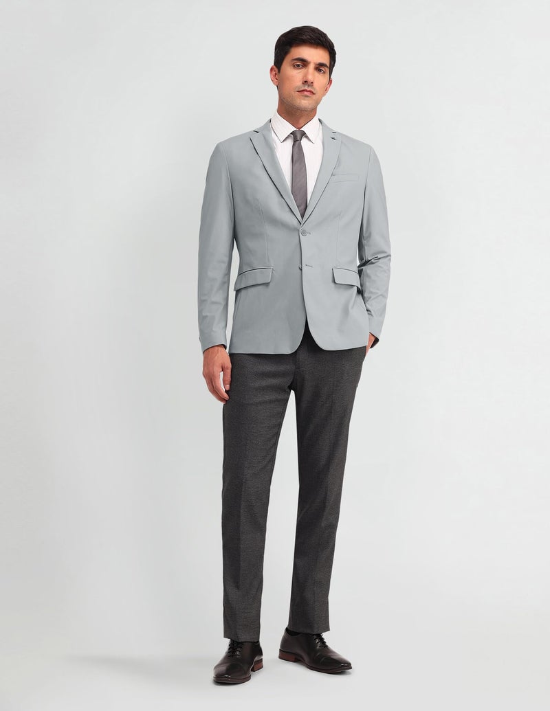 Arrow Men's Grey Textured Notch Collar Long Sleeve Formal Nylon Slim Fit Blazer (ARAIBZ5051_Grey_40) - Image 3