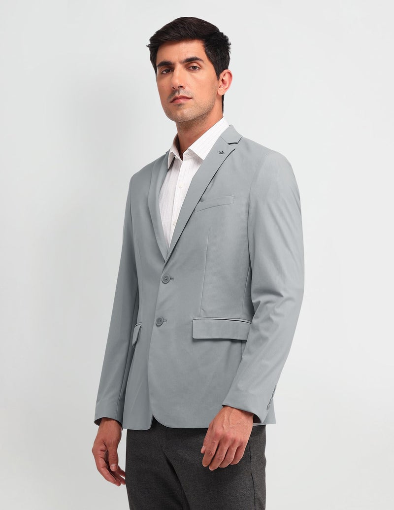 Arrow Men's Grey Textured Notch Collar Long Sleeve Formal Nylon Slim Fit Blazer (ARAIBZ5051_Grey_40) - Image 4