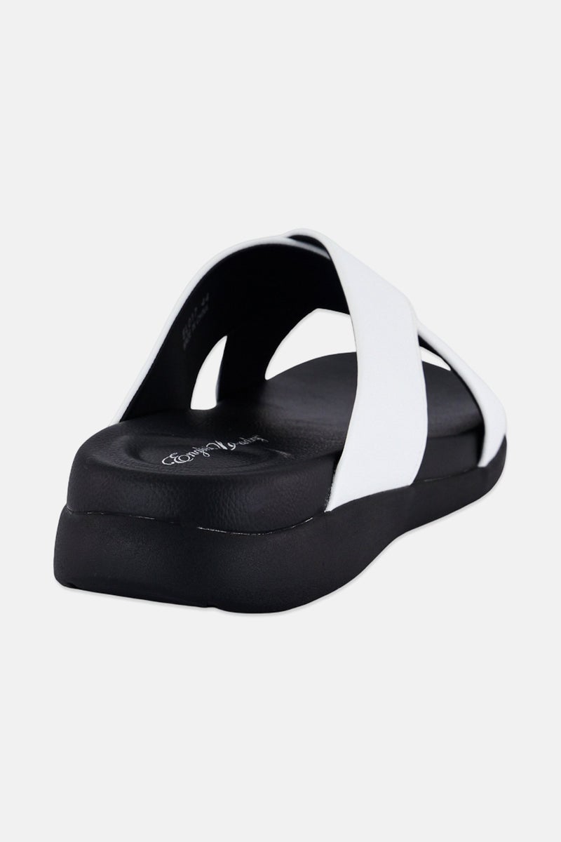 English Laundry Men Slip On Cross Strap Arabic Sandals, White - Image 3