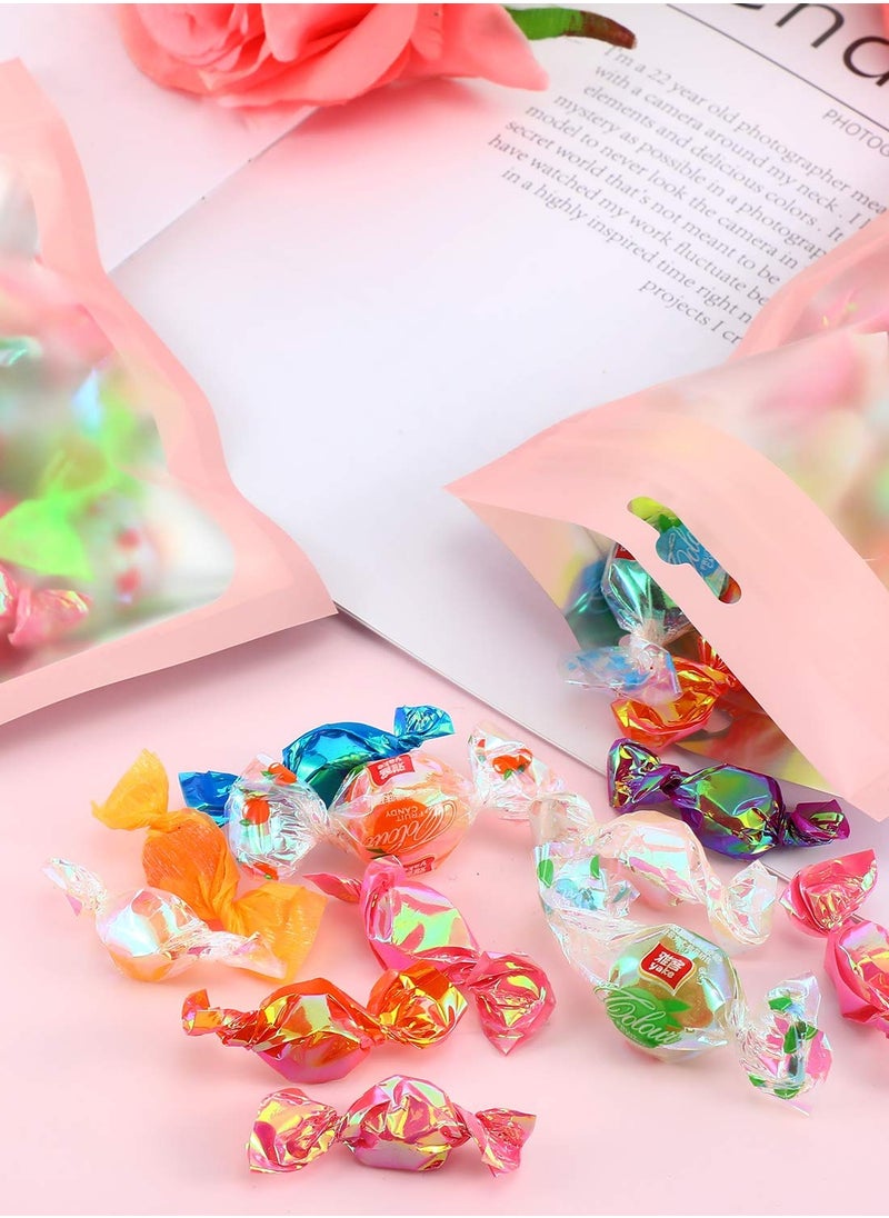Generic - 100Pcs Resealable Mylar Bags with Clear Window Smell Proof Foil Pouches for Food Storage Supplies Pink - Image 1