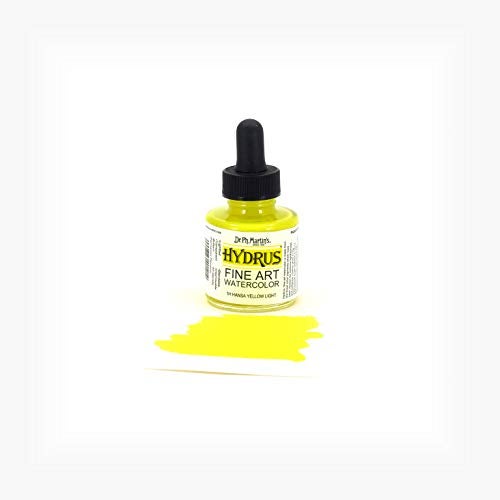 Dr. Ph. Martin's Hydrus Fine Art Watercolor (1H) Watercolor Bottle, 1.0 oz, Hansa Yellow Light, 1 Bottle - Image 2