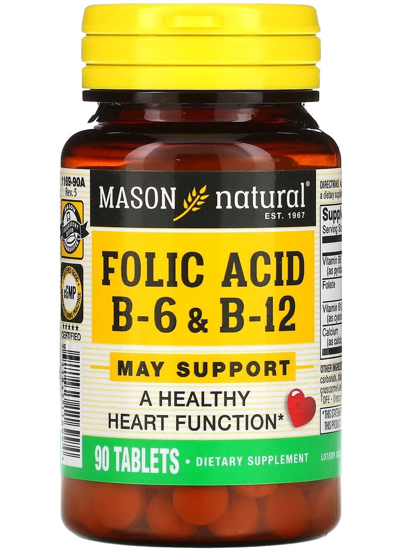 Mason Natural - Folic Acid B6 & B12, 90 Tablets - Image 1