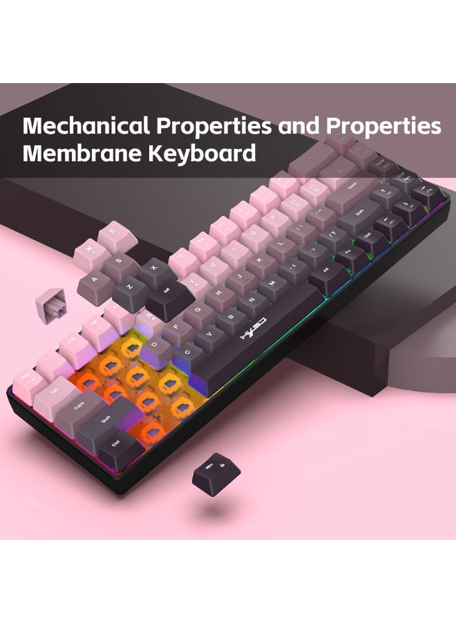 إتش إكس إس جيه لوحة مفاتيح ألعاب V200، 68 مفتاحًا RGB، سلكية صغيرة مقاومة للماء بنسبة 60% للاعبي الألعاب - Image 4