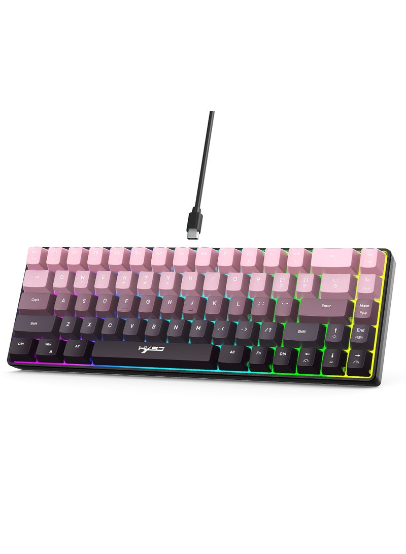 إتش إكس إس جيه لوحة مفاتيح ألعاب V200، 68 مفتاحًا RGB، سلكية صغيرة مقاومة للماء بنسبة 60% للاعبي الألعاب - Image 1