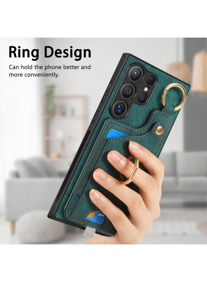 erorex Case For Samsung Galaxy S21+ 5G Retro Skin-feel Ring Card Bag Phone Case with Hang Loop - Image 5