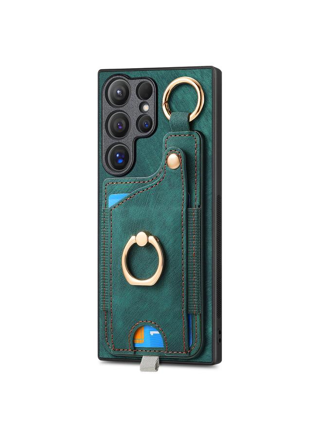erorex Case For Samsung Galaxy S21+ 5G Retro Skin-feel Ring Card Bag Phone Case with Hang Loop - Image 2