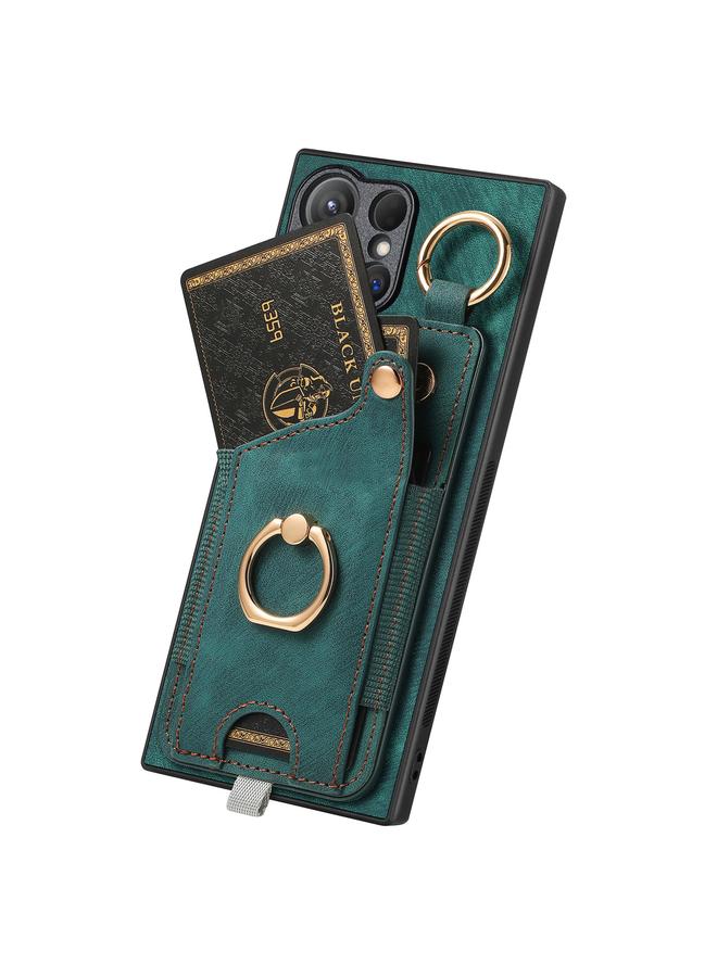 erorex Case For Samsung Galaxy S21+ 5G Retro Skin-feel Ring Card Bag Phone Case with Hang Loop - Image 3