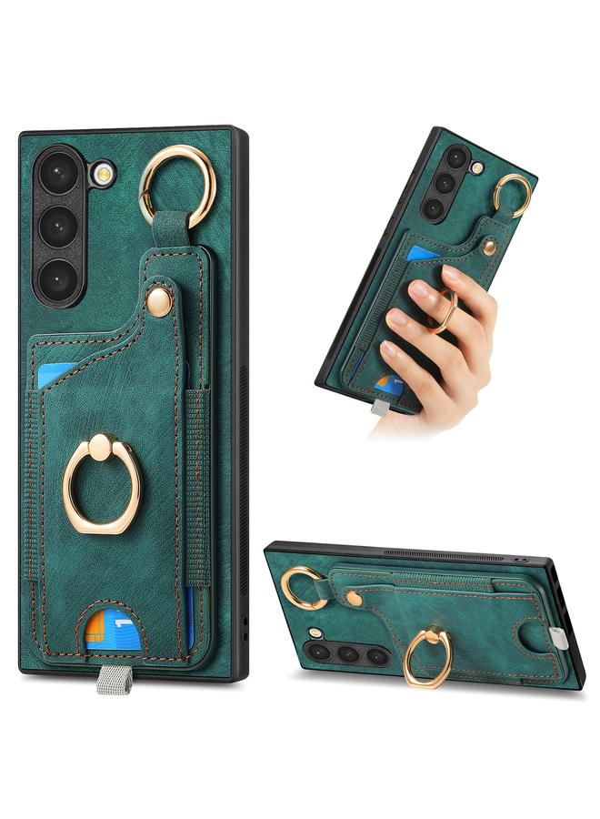 erorex Case For Samsung Galaxy S21+ 5G Retro Skin-feel Ring Card Bag Phone Case with Hang Loop - Image 1