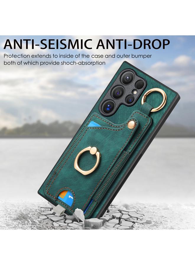 erorex Case For Samsung Galaxy S21+ 5G Retro Skin-feel Ring Card Bag Phone Case with Hang Loop - Image 4