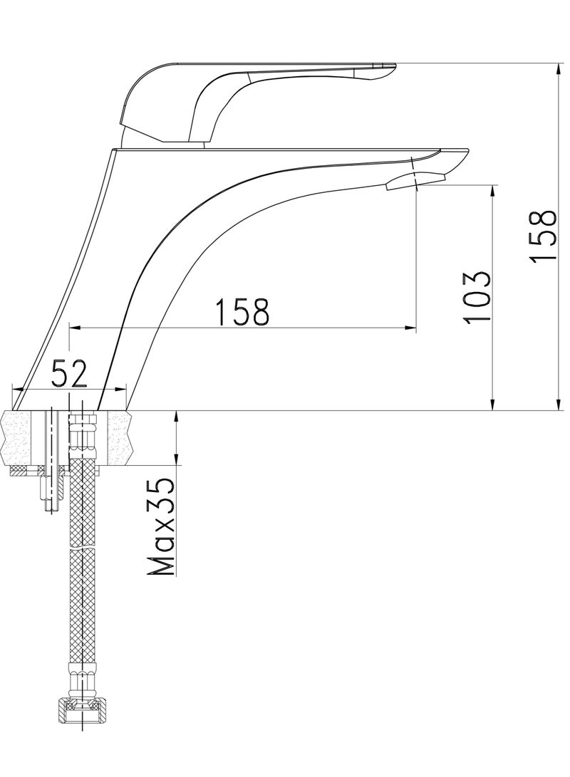 HESANIT Elite Single Lever Basin Mixer with Popup Waste - Image 3