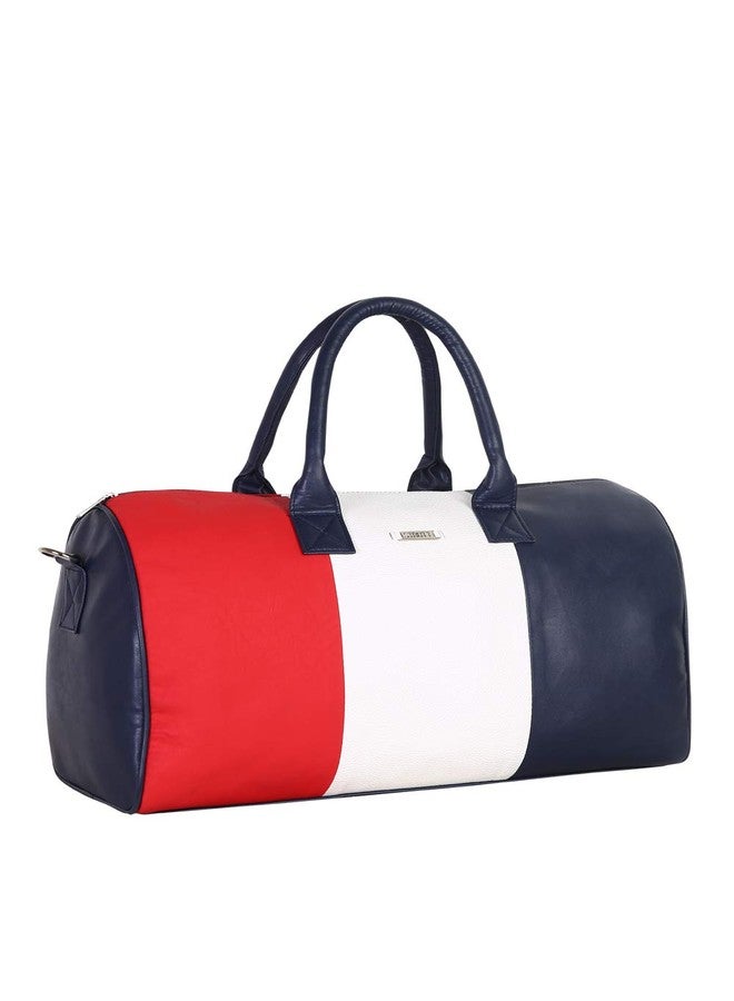 Strutt Premium Leatherette Duffel Bag for Travel for Men and Women (Red, White and Blue) - Image 2