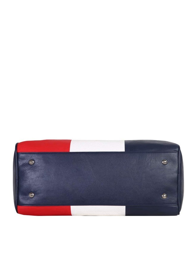 Strutt Premium Leatherette Duffel Bag for Travel for Men and Women (Red, White and Blue) - Image 5