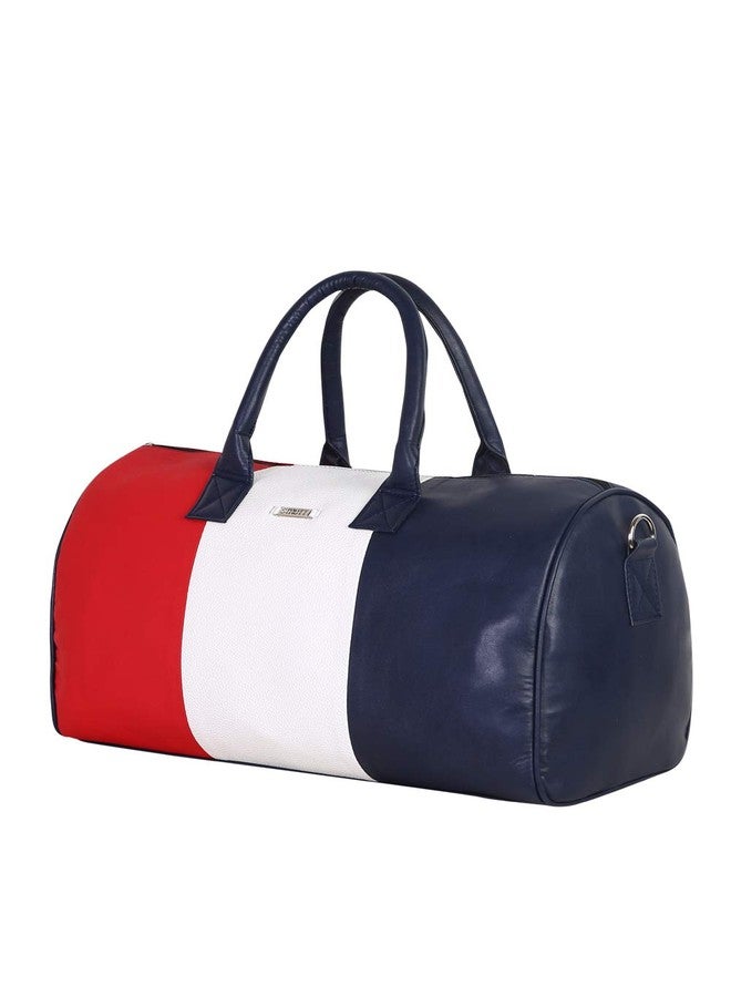 Strutt Premium Leatherette Duffel Bag for Travel for Men and Women (Red, White and Blue) - Image 1