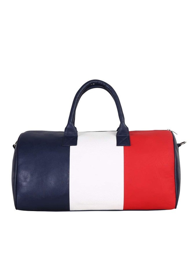 Strutt Premium Leatherette Duffel Bag for Travel for Men and Women (Red, White and Blue) - Image 3