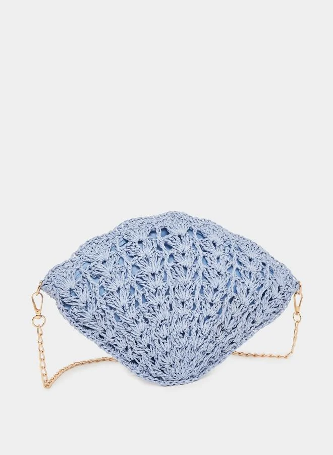Styli Blue Crochet Mini Crossbody Bag