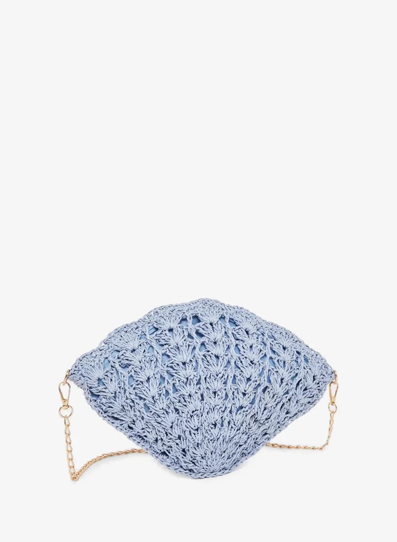 Styli Blue Crochet Mini Crossbody Bag