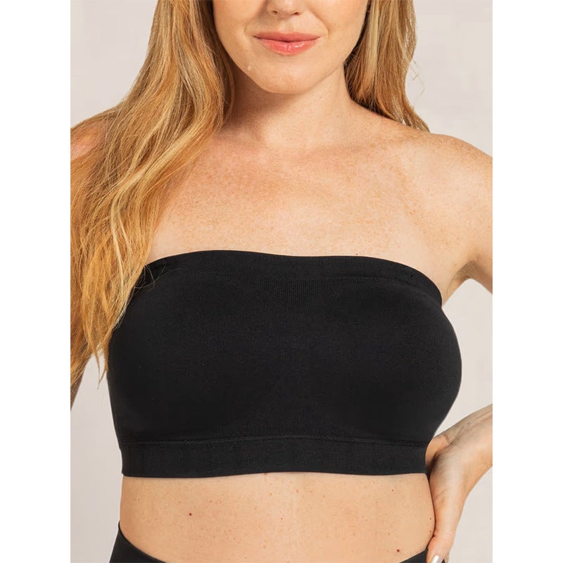 Plus Size Shaping Seamless Wire-Free Bra with Fixed Cups, Silicone Non-Slip Strip, Detachable Straps - Tube  Top - Image 1