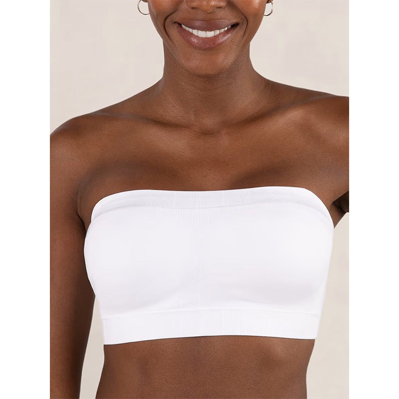 Plus Size Shaping Seamless Wire-Free Bra with Fixed Cups, Silicone Non-Slip Strip, Detachable Straps - Tube  Top - Image 4