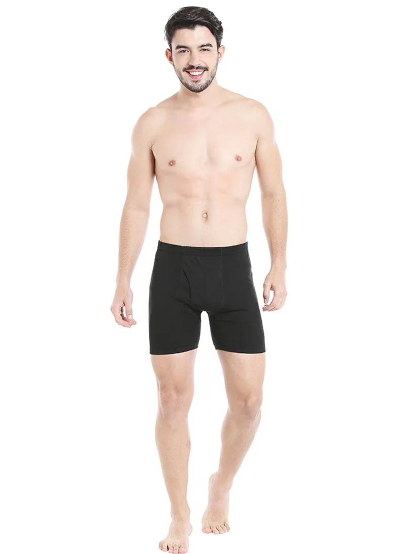 BYC MEN'S COTTON BOXER BRIEF SHORTS (PACK OF 3) - BLACK