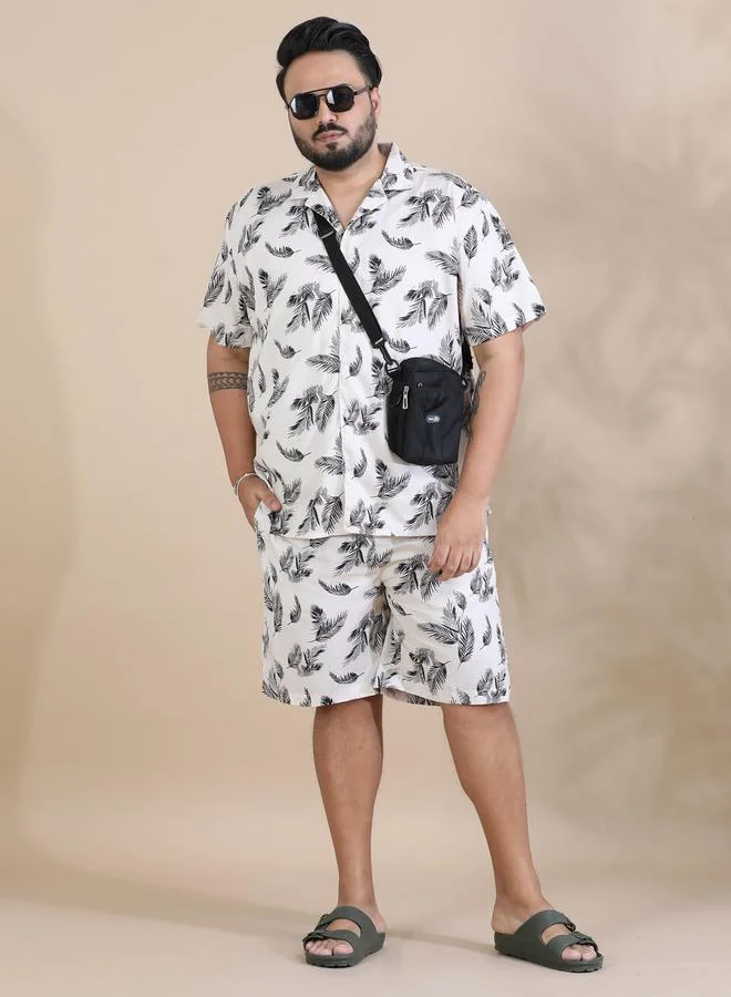 Bushirt Plus Size Printed Shirt and Shorts Co-Ords by Styli