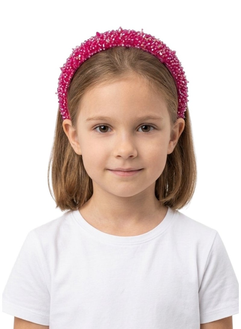 Bidani Crystal Embellished Headband - Hot Pink - Image 1