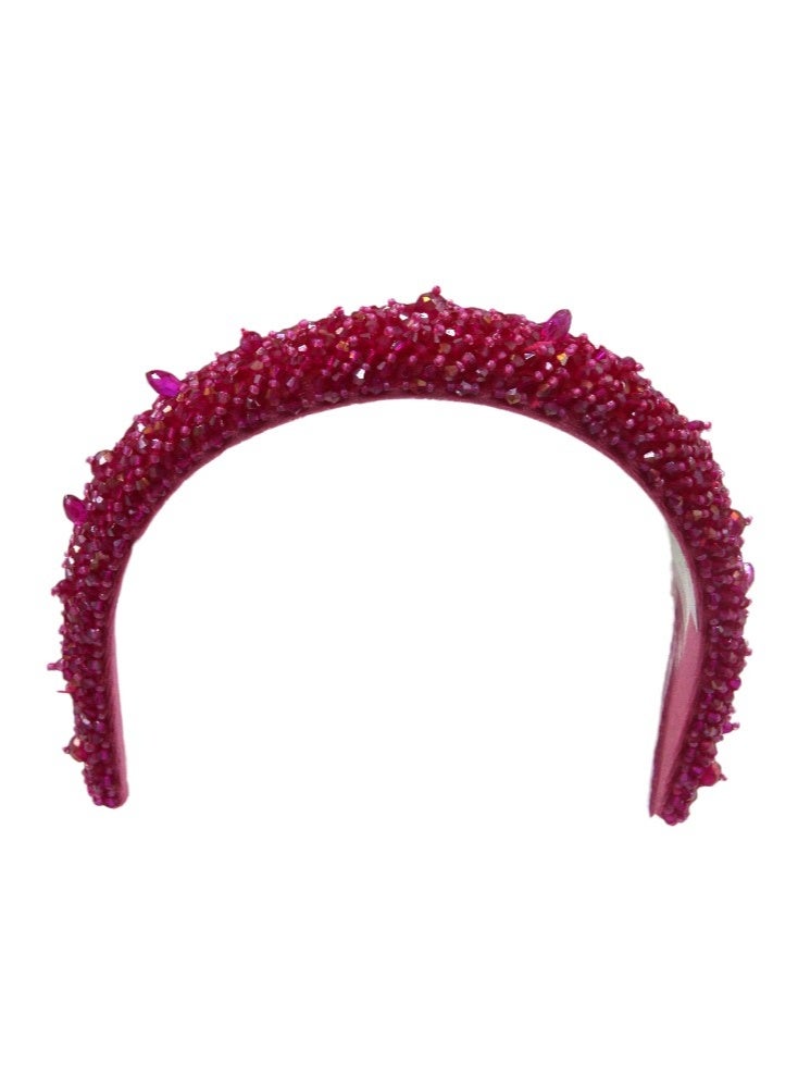 Bidani Crystal Embellished Headband - Hot Pink - Image 2