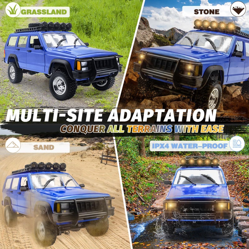 Fistone 1:12 Scale Remote Control Car, RC Rock Crawler, 2.4Ghz 4WD Off-Road Remote Control Truck with LED Light, All Terrains Climbing Vehicle, Waterproof Outdoor RC Car Kids Age 8-12 Adults Gifts - Image 3