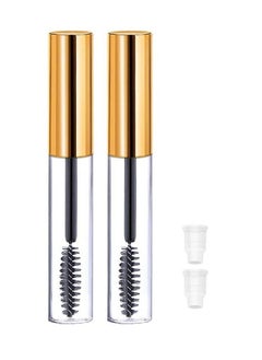 Vinayakart 2 Pcs 10Ml Empty Mascara Tubes Wand Portable Cream Container Bottle Ideal Kit For Diy Cosmetics Castor Oil Travel With 2 Rubber Inserts Gold  - Image 1