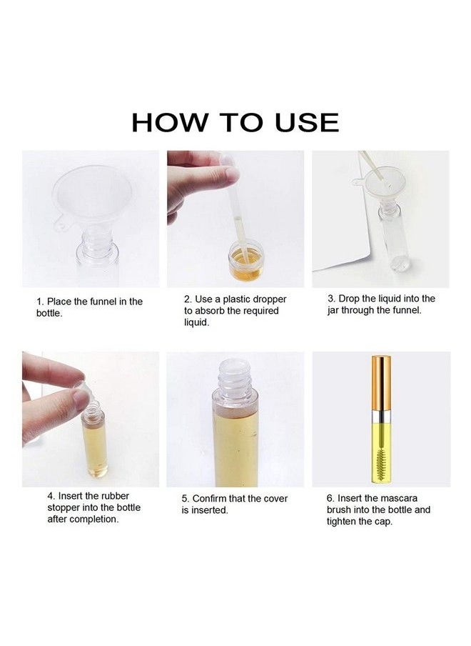 Vinayakart - 2 Pcs 10Ml Empty Mascara Tubes Wand Portable Cream Container Bottle Ideal Kit For Diy Cosmetics Castor Oil Travel With 2 Rubber Inserts Gold - Image 1