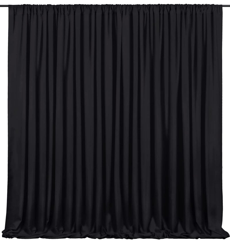 SoarDream ستائر خلفية سوداء 2 لوحة 5 قدم × 10 قدم من البوليستر لزينة حفلات الزفاف والمناسبات وديكورات أعياد الميلاد
